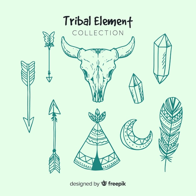 Hand drawn tribal element collection