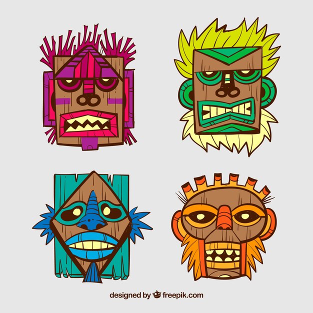 Hand drawn tribal masks