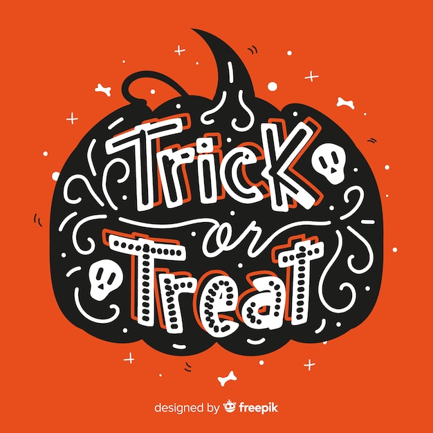 Free vector hand drawn trick or treat lettering background