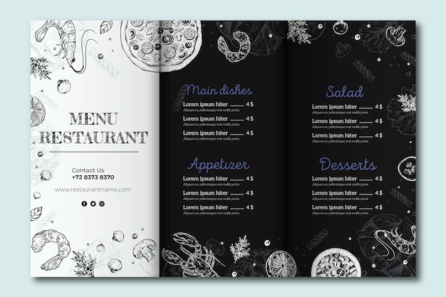 Hand drawn trifold menu design