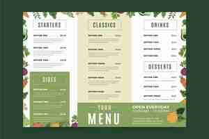 Free vector hand drawn trifold menu template