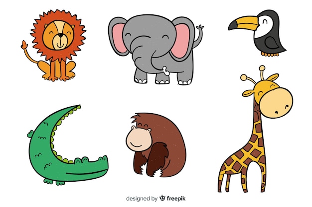 Free vector hand drawn tropical animal collection
