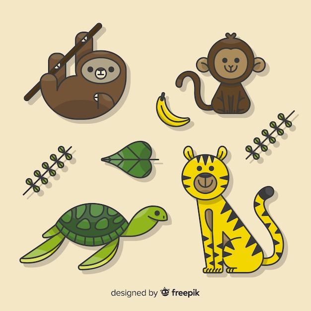 Free vector hand drawn tropical animal collection