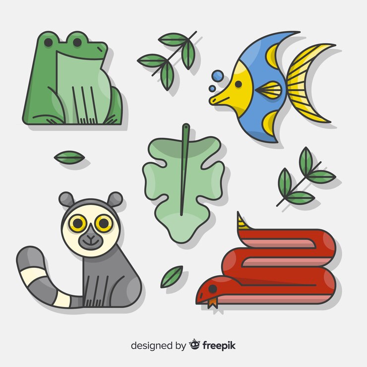 Free Vector hand drawn tropical animal collection