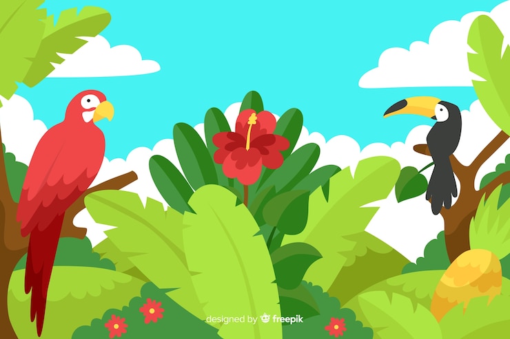 無料Vector 手描きの熱帯の背景