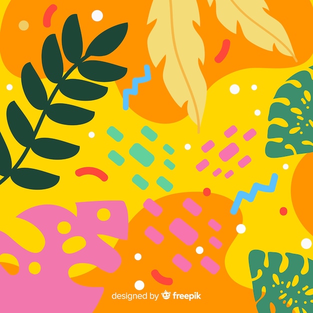 Hand drawn tropical floral background