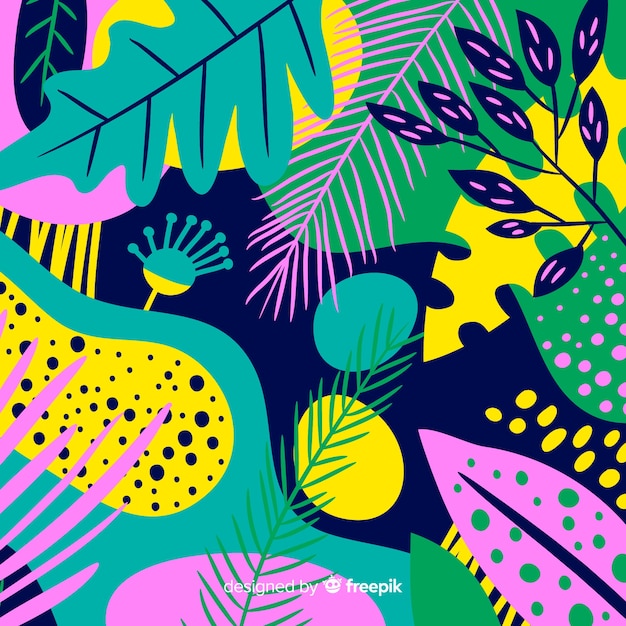 Hand drawn tropical floral background