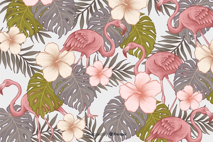 Free Vector hand drawn tropical flowers background