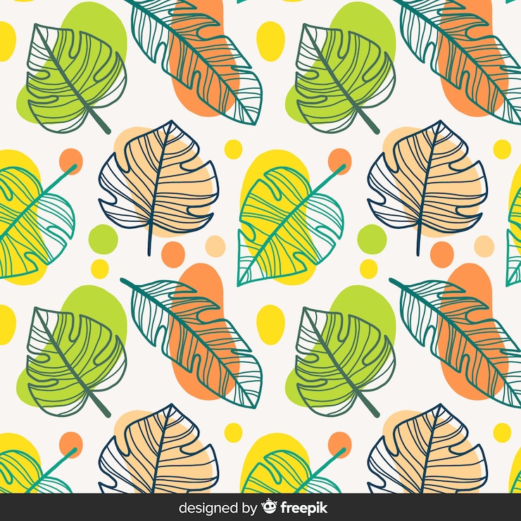 Free Vector hand drawn tropical flowers and leaves