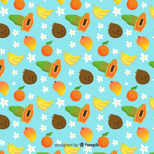 Free vector hand drawn tropical fruit pattern