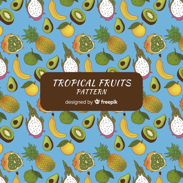 Hand drawn tropical fruit pattern