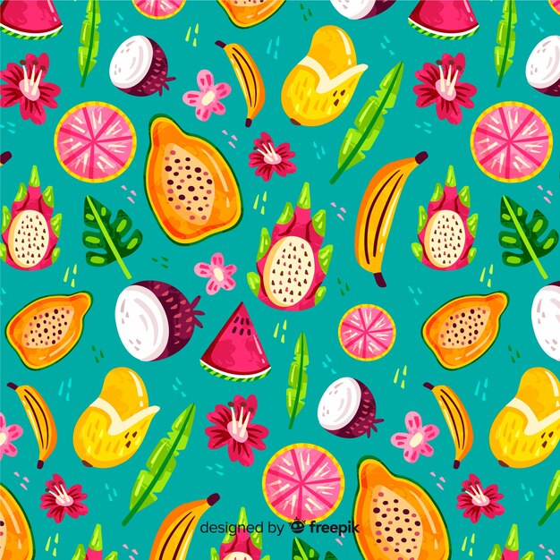 Hand drawn tropical fruit pattern