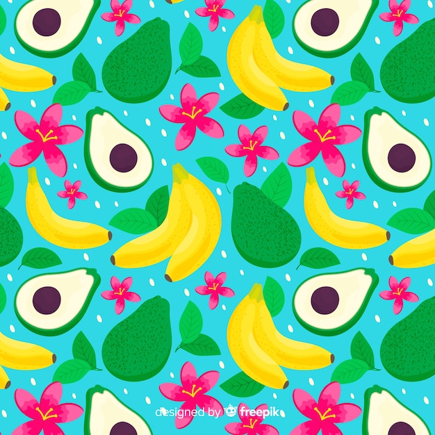 Hand drawn tropical fruit pattern