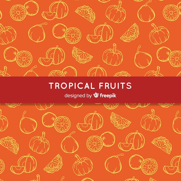 Vettore gratuito modello di frutta tropicale disegnato a mano