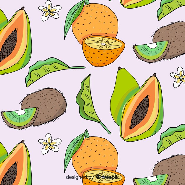 Hand drawn tropical fruits pattern