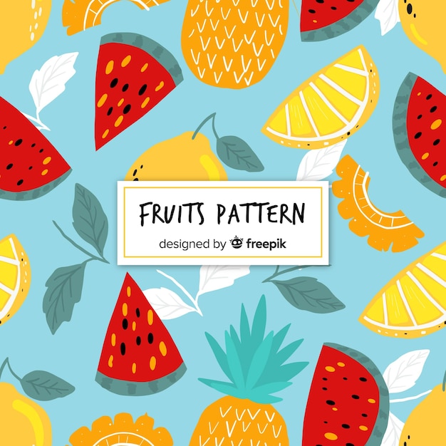 Free vector hand drawn tropical fruits pattern