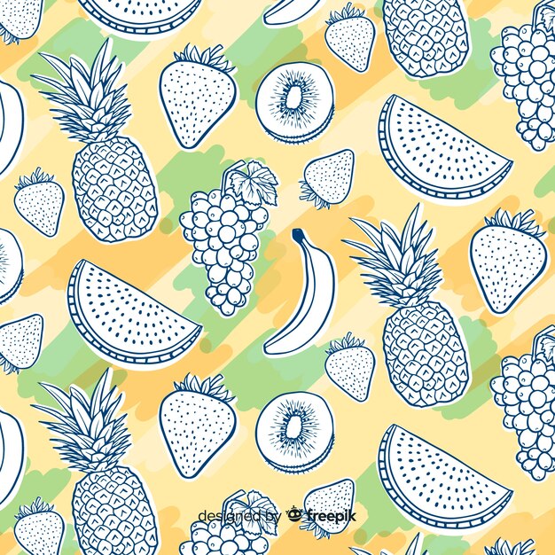 Hand drawn tropical fruits pattern