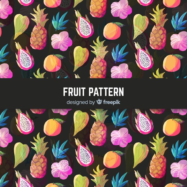 Hand drawn tropical fruits pattern