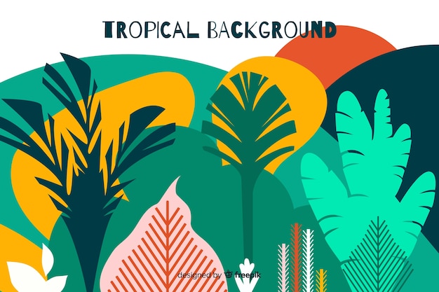 Free vector hand drawn tropical landscape background