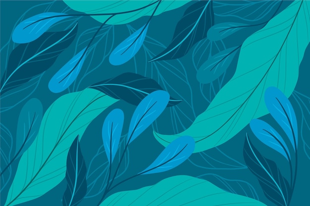 Hand drawn tropical leaves background