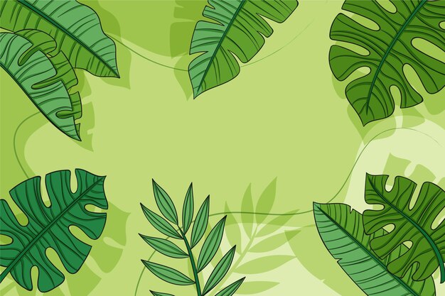 Free vector hand drawn tropical leaves background