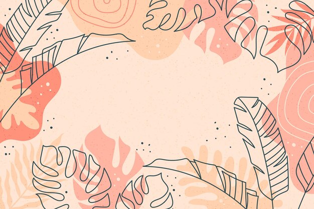 Hand drawn tropical leaves background