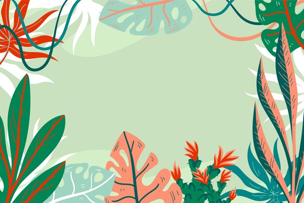 手描きの熱帯の葉の背景