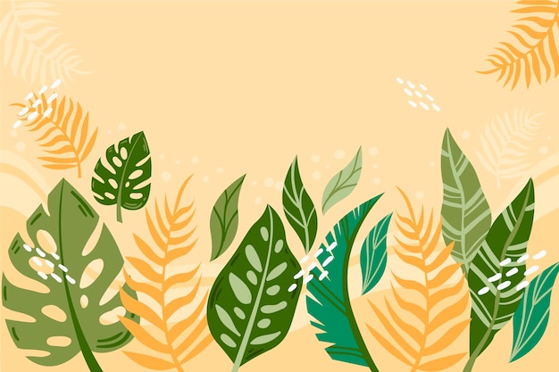 Free vector hand drawn tropical leaves background