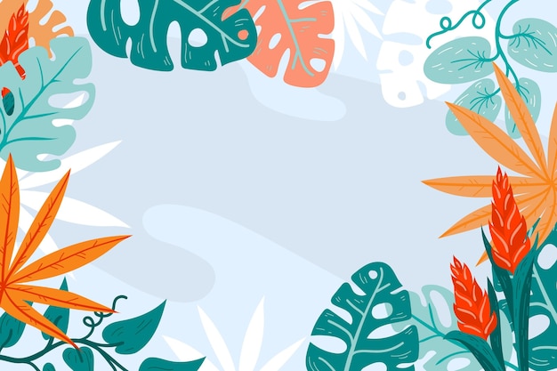 Free vector hand drawn tropical leaves background