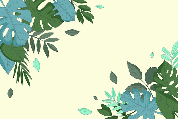 Бесплатное векторное изображение Ручной рисунок тропических листьев на заднем плане