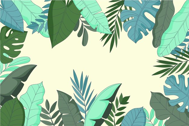 手描きの熱帯の葉の背景