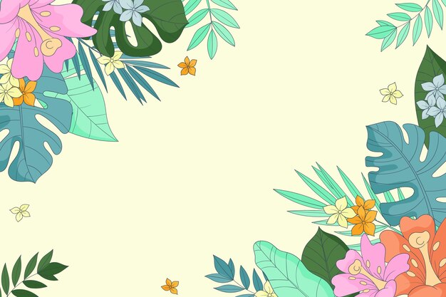 手描きの熱帯の葉の背景