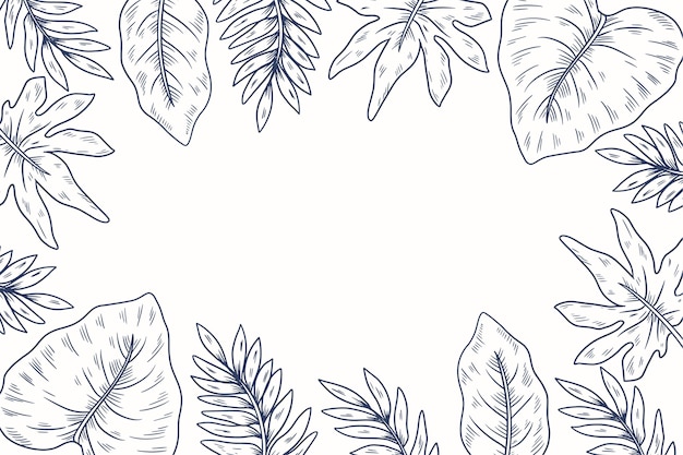 Vettore gratuito fondo tropicale disegnato a mano delle foglie