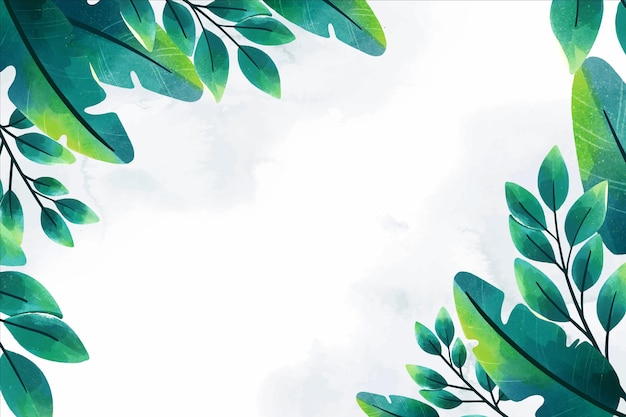 Hand drawn tropical leaves background