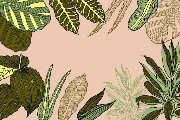 Free vector hand drawn tropical leaves background