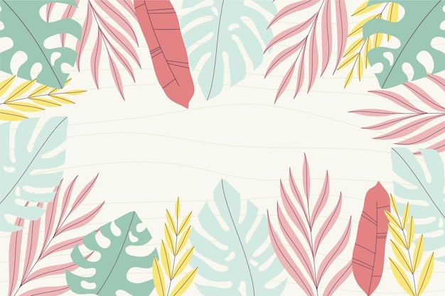 Vettore gratuito fondo tropicale disegnato a mano di estate delle foglie