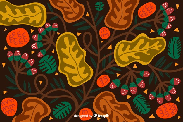 Hand drawn tropical plants background