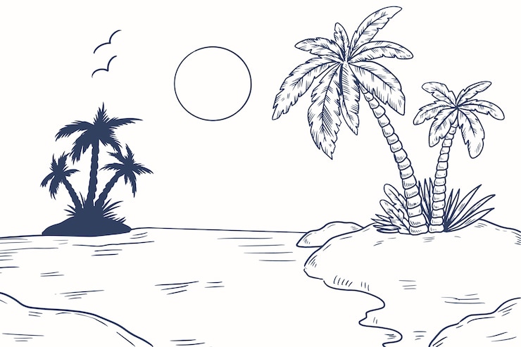 Free Vector hand drawn tropical sunset background