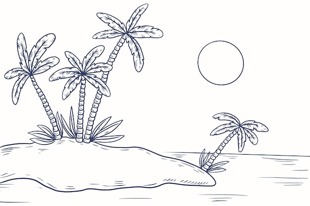 Free vector hand drawn tropical sunset background