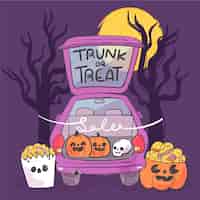 Free vector hand drawn trunk or treat sale illustration