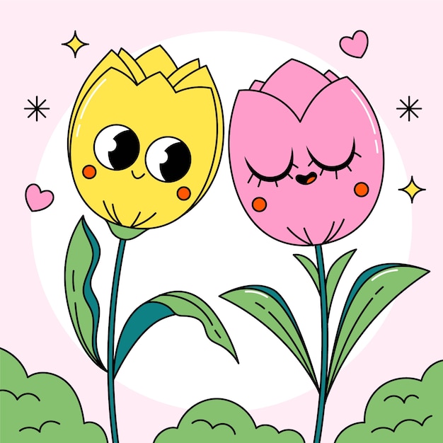 Free vector hand drawn tulip cartoon illustration