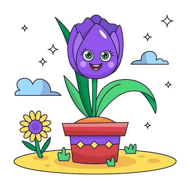 Free vector hand drawn tulip cartoon illustration