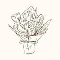 Vettore gratuito illustrazione disegnata a mano del profilo del tulipano