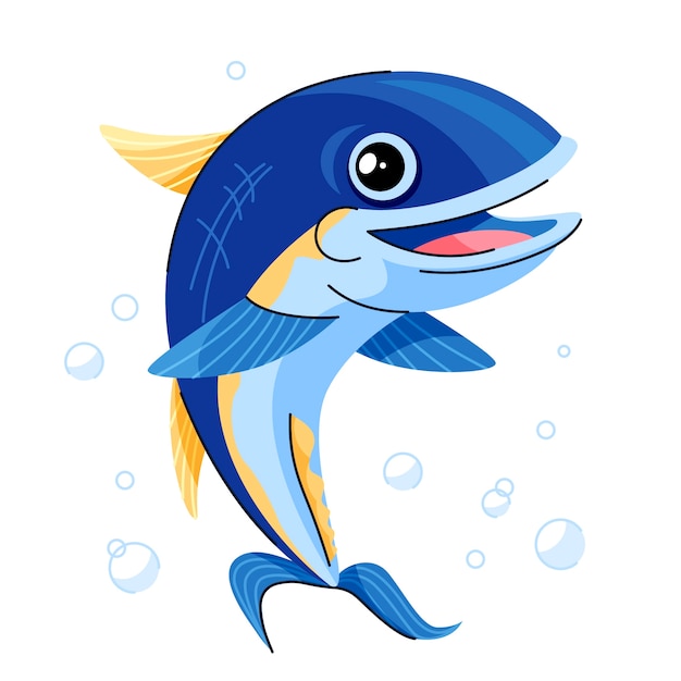 Free vector hand drawn tuna  cartoon illustration