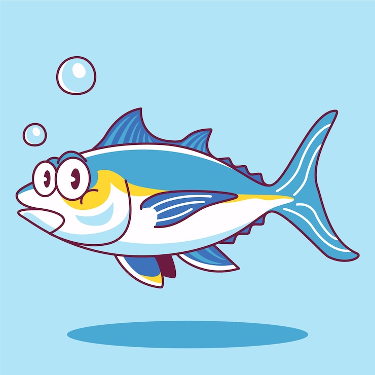 Free Vector hand drawn tuna  cartoon illustration