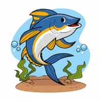 Free vector hand drawn tuna cartoon illustration