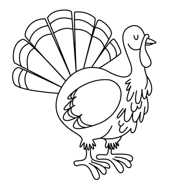 Hand drawn turkey outline illustration