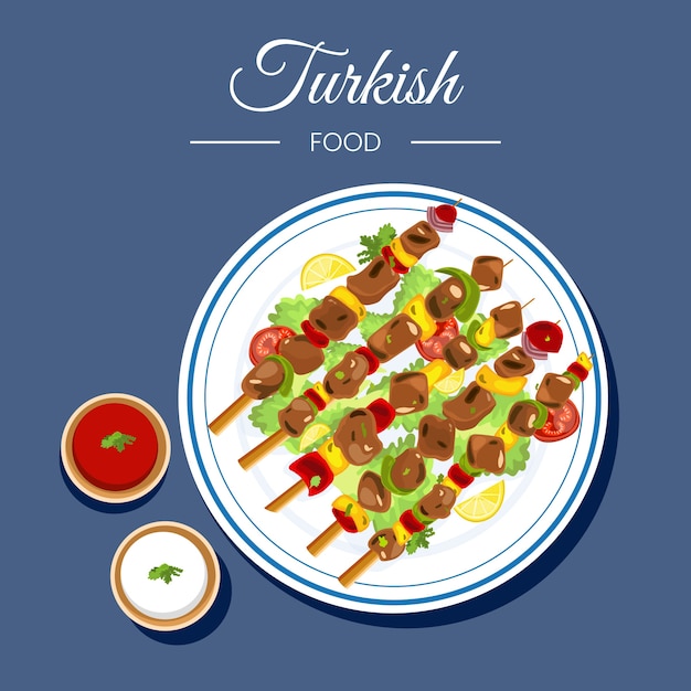 Hand drawn turkish food illustration