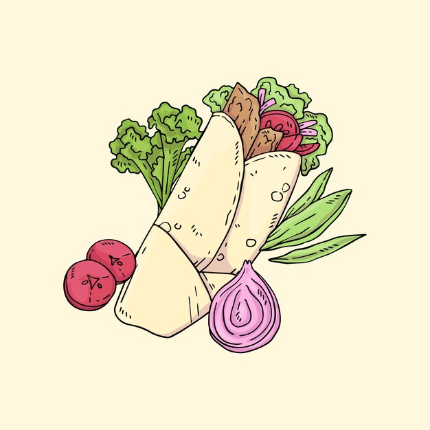 Hand drawn turkish food illustration