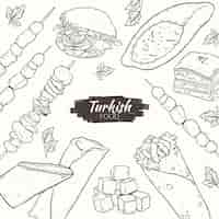 Free vector hand drawn turkish food illustration